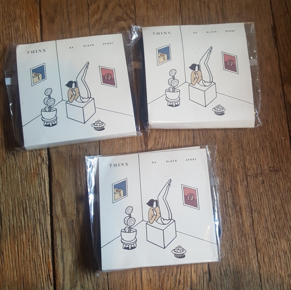 Thinx xs black sport style, 3 pairs